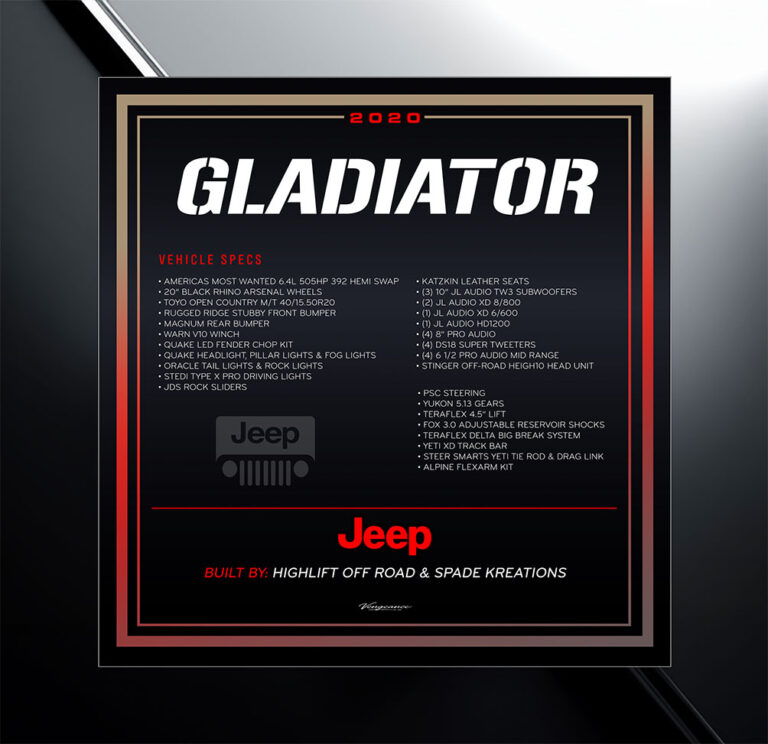 2020 Jeep Galdiator Retractable Car Show Display